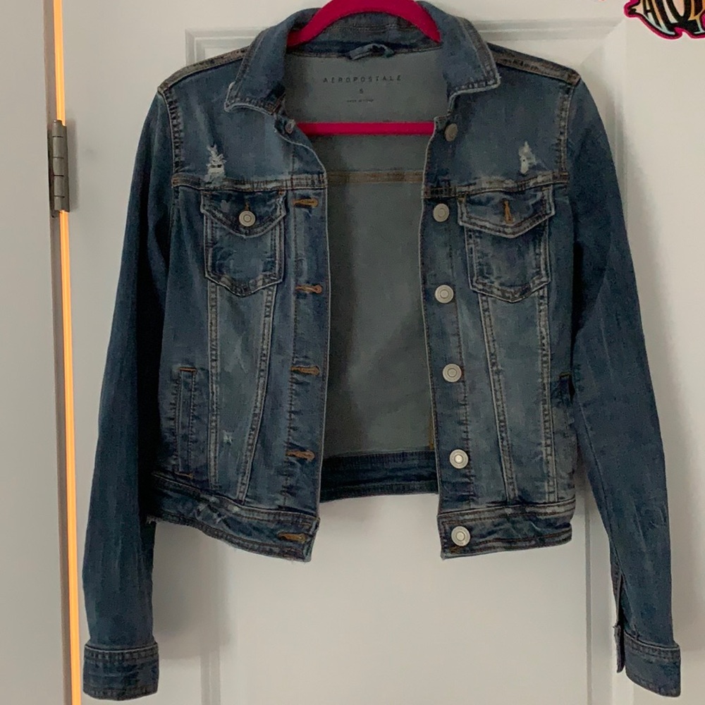 Aeropostale blue denim button jacket.